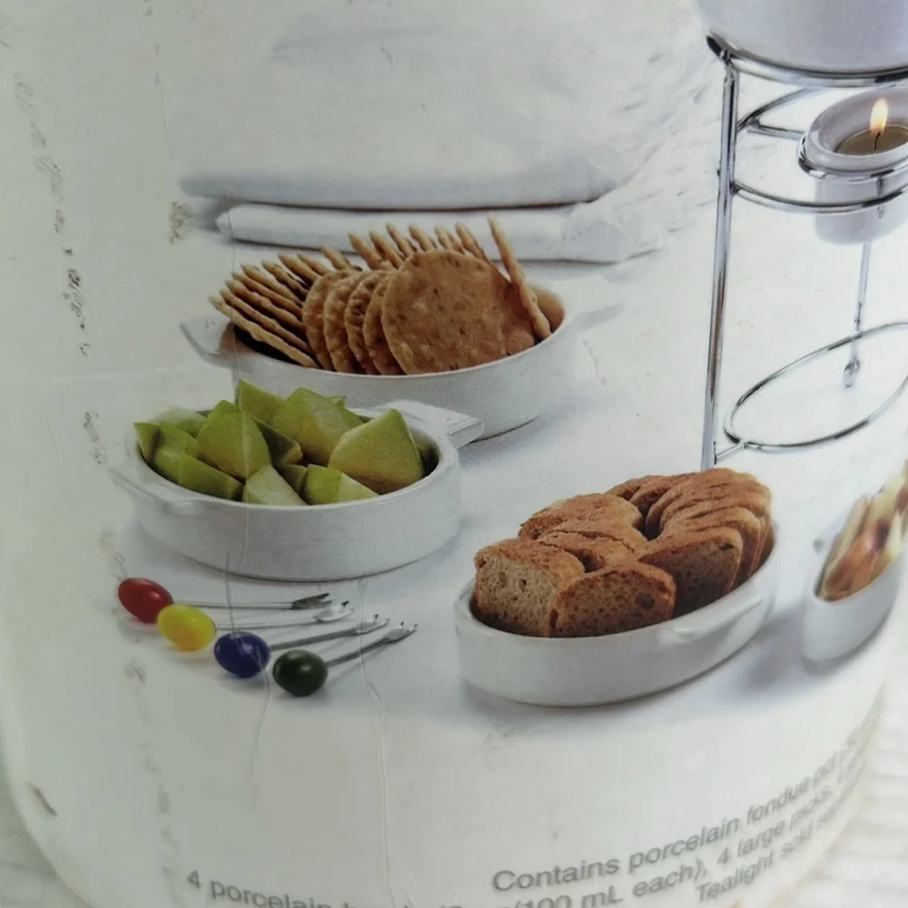 Pier 1 Imports White Stackable Fondue Set NIB